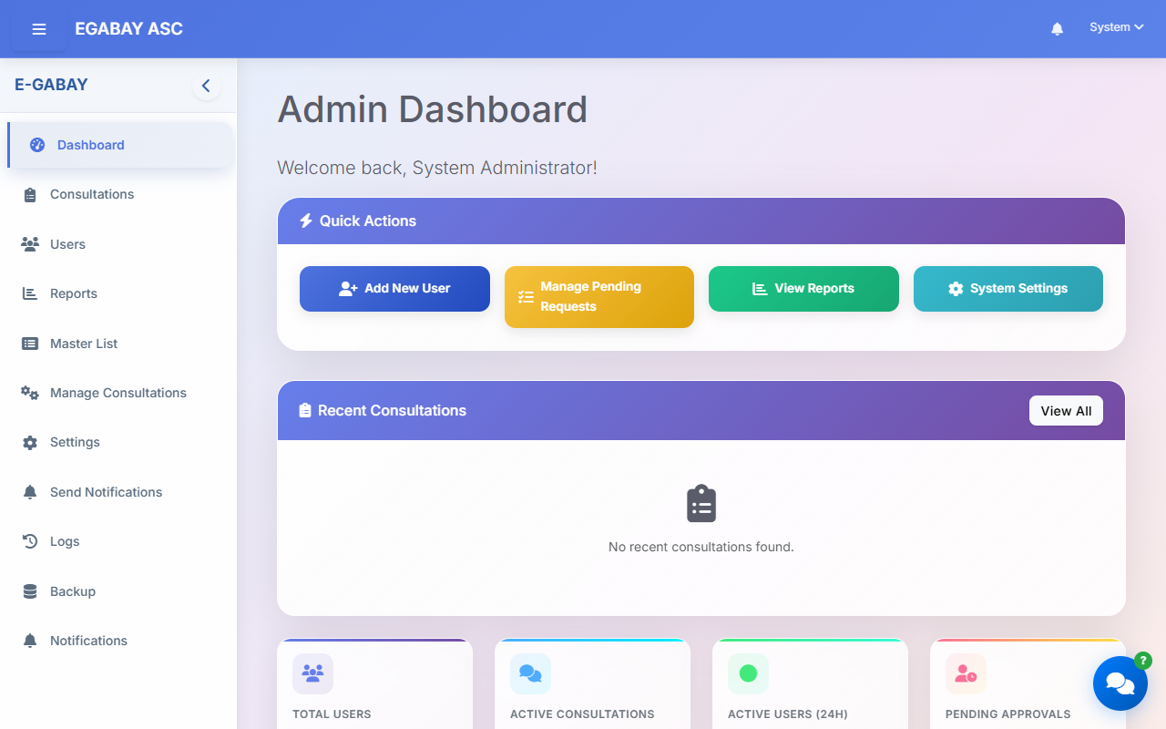 E-GABAY ASC — Guidance & Counseling Portal - Interface preview